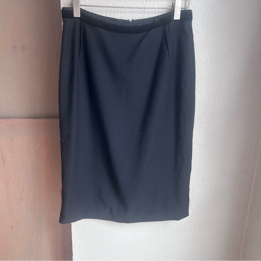 Vintage Dolce & Gabbana black pencil skirt velvet trim Size 42 US 6